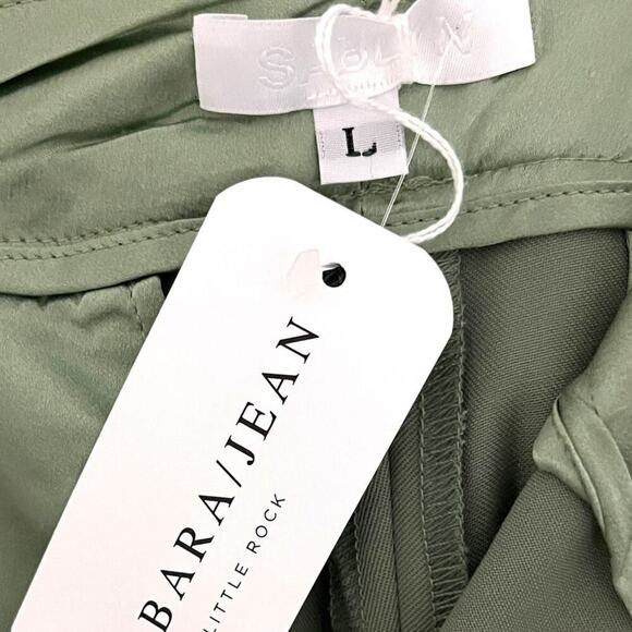 Sablyn Iris Luxury Dress Pants NWT Flat Front Wool Flare Leg Green Large - Picture 4 of 7